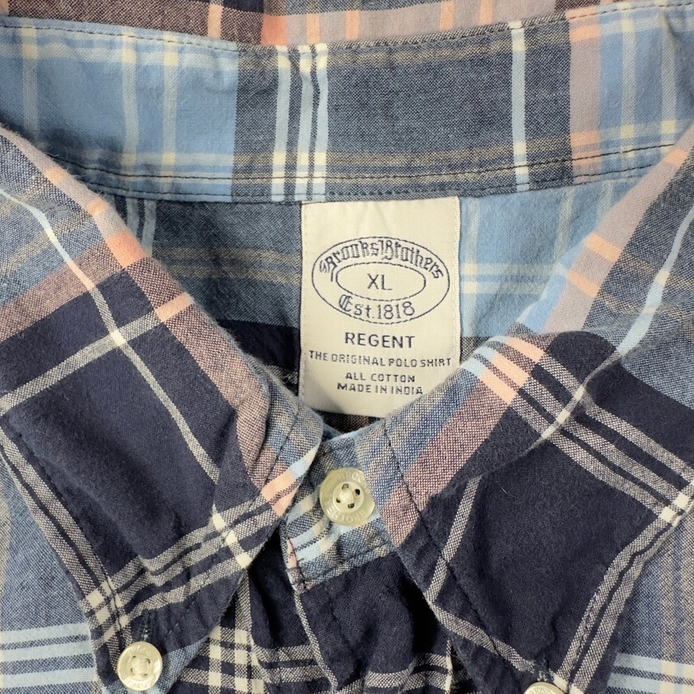 Brooks Brothers Shirt Mens XL Regent Original Polo Blue Plaid Button Down S/S - Picture 4 of 5